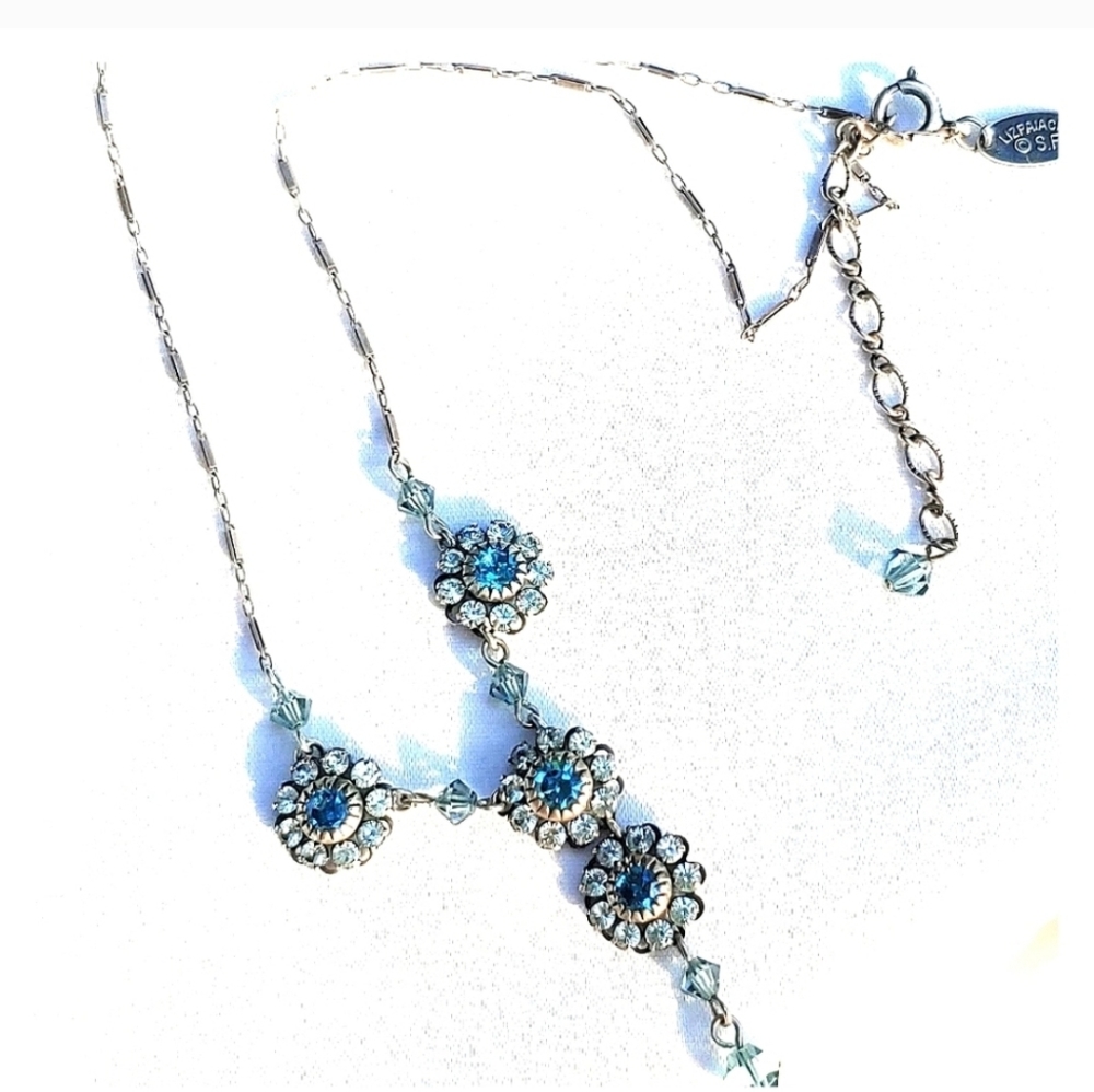 Liz Palacios Dazzling Silver and Blue Crystal Necklace - Picture 10 of 10